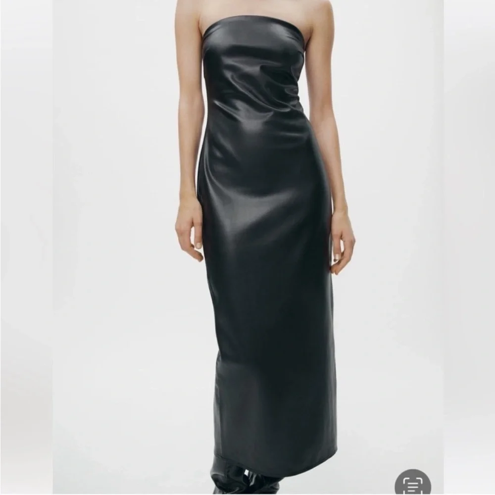 Zara faux leather midi dress - Picture 3 of 16